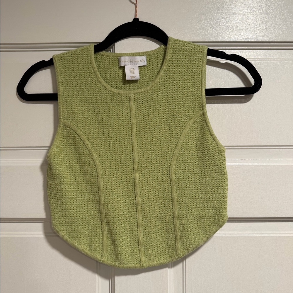 House of Harlow 1960 Lime Green Textured Crop Top